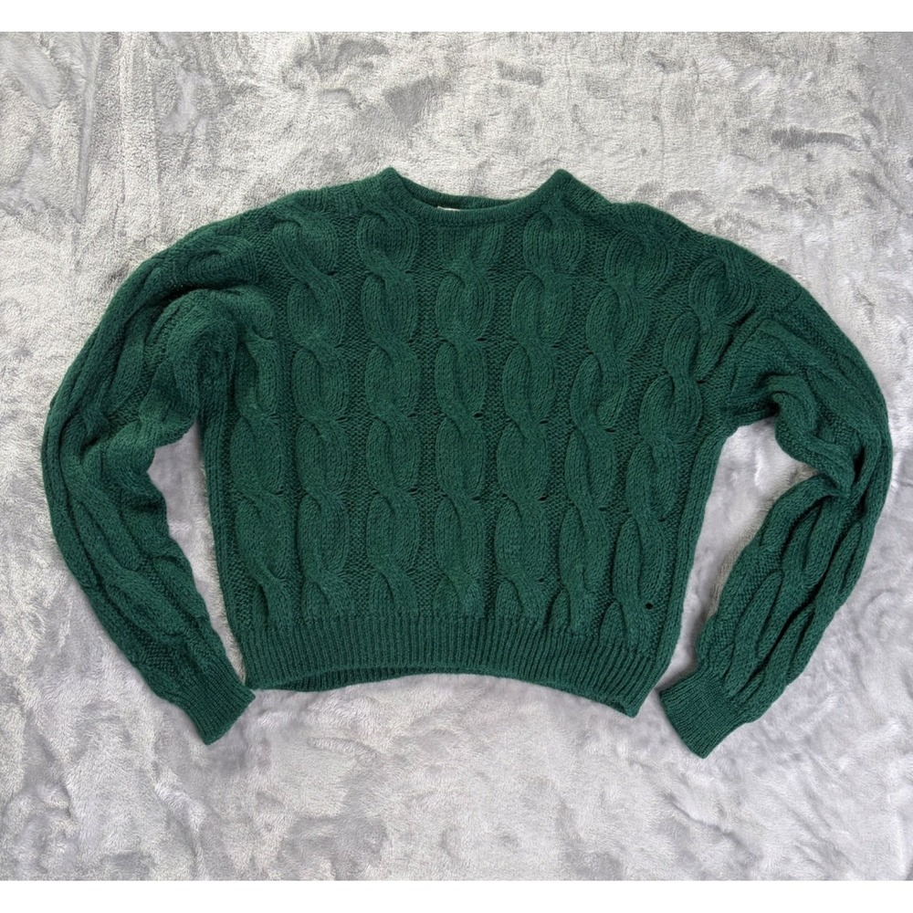 Sisley Sweater Womens Dark Green Crew Neck Long Sleeve Relaxed Elegance